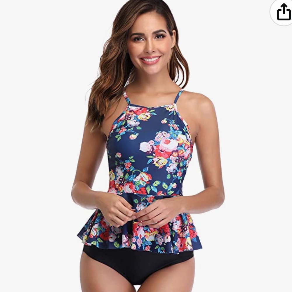 NWT MARINAVIDA Ruffle Floral Swim Top